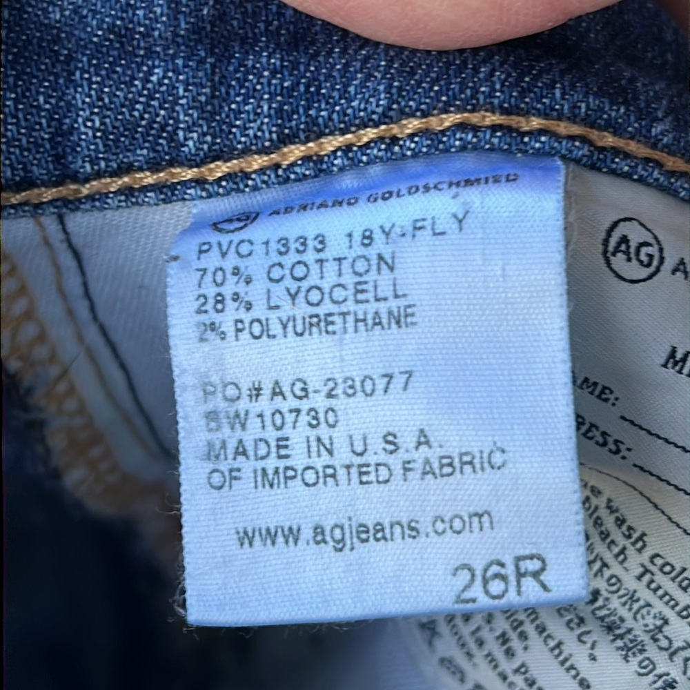 AG The Stilt Cigarette Roll-Up Low-Rise Distressed Stretch Ankle Jeans Waist 26 - Picture 10 of 11